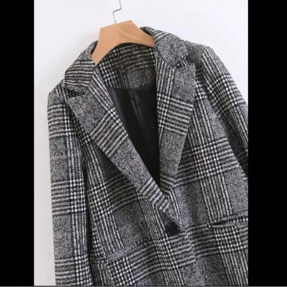 Single button plaid coat - Picture 3 of 8